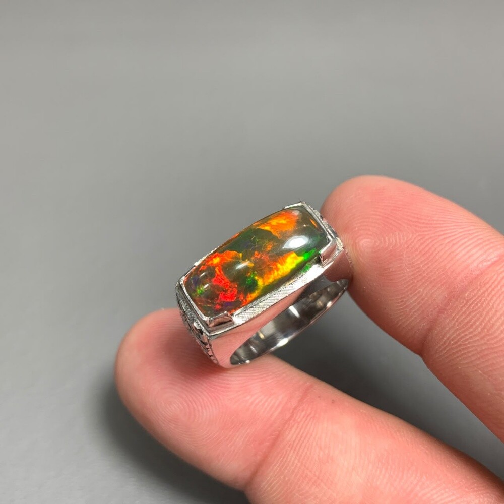 sliver ring black opal - 4