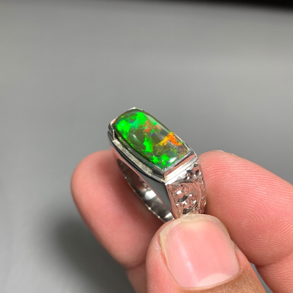 sliver ring black opal - 3
