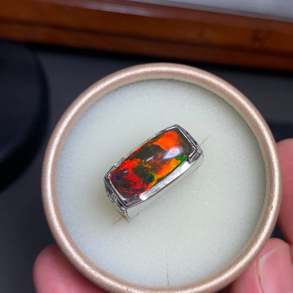 sliver ring black opal - 5