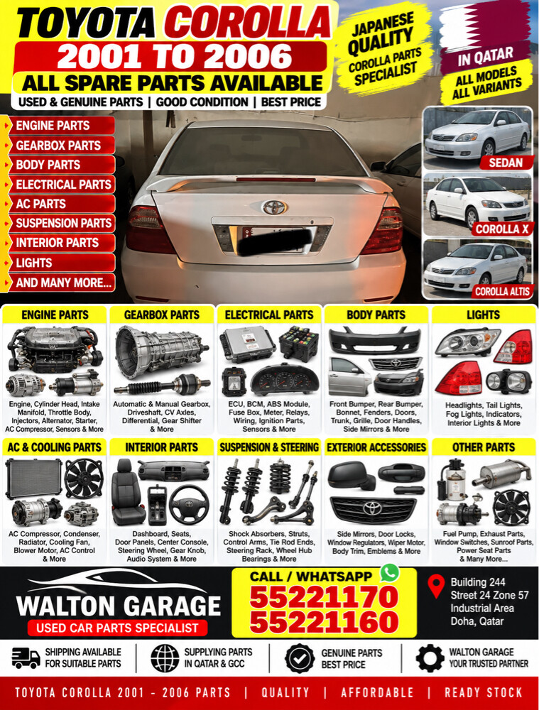 Toyota Corolla 2001 to 2006 parts - 1