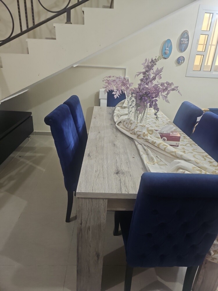 dining table with 6 chairs and sofa - 2