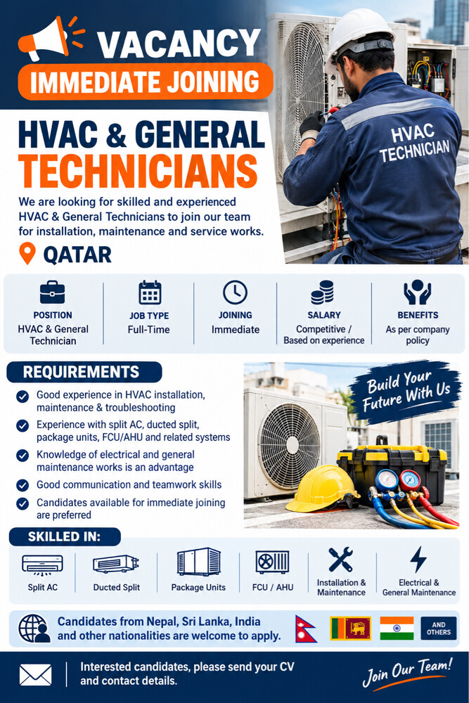 VACANCY – HVAC & GENERAL TECHNICIAN - 1