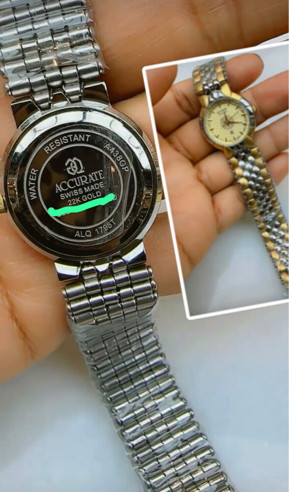 ساعة سويسرية مطلية ذهب عيار 22 - 1