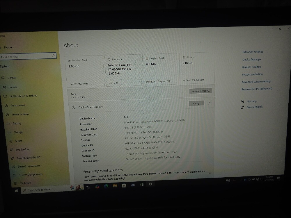 Dell latitude core i7 Model 7480 - 1