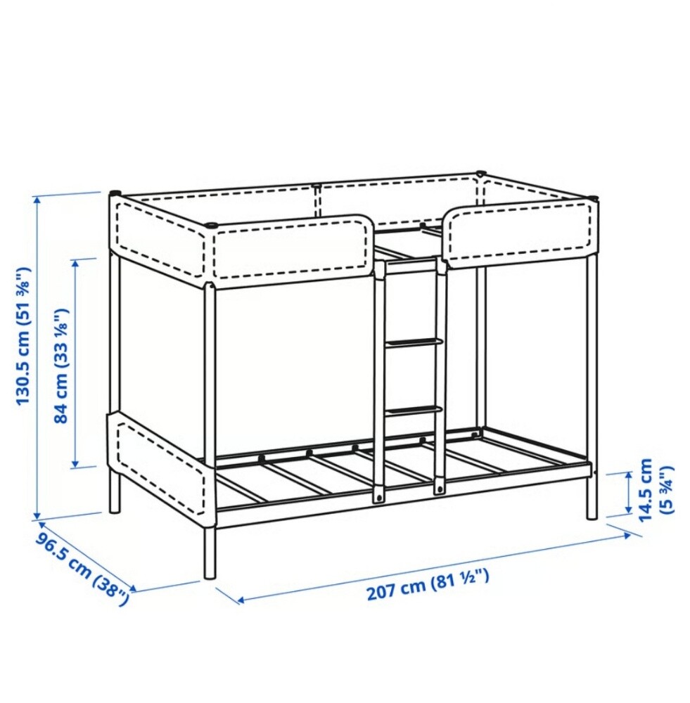 ikea bunk bed dark grey 90x200cm - 2