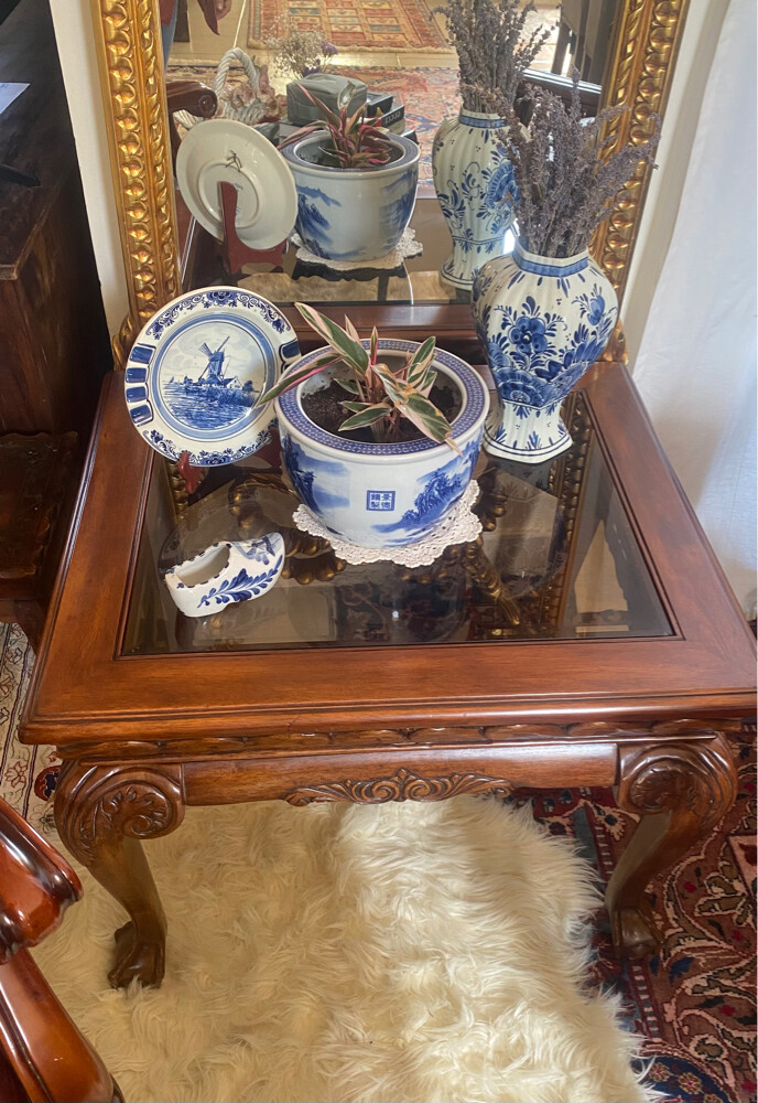 vintage carved wood coffee table - 4