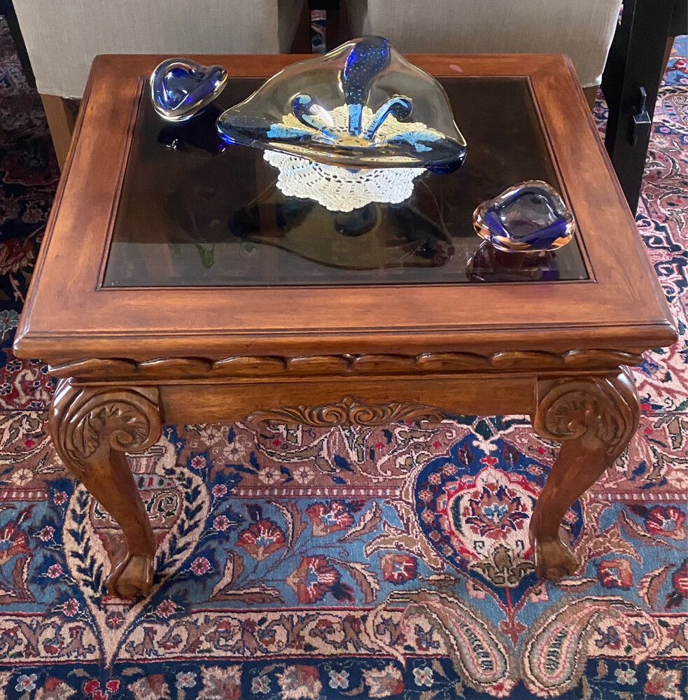 vintage carved wood coffee table - 6