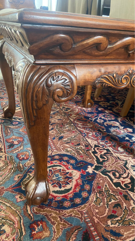 vintage carved wood coffee table - 5