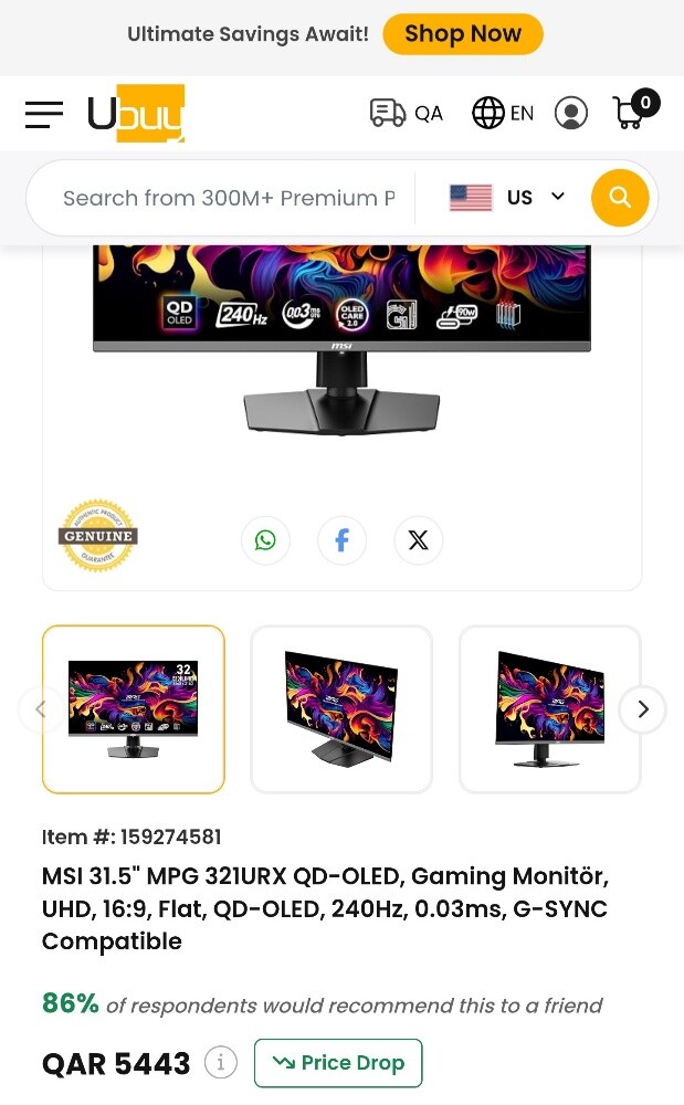 4K Oled Gaming Monitor 32" - 5