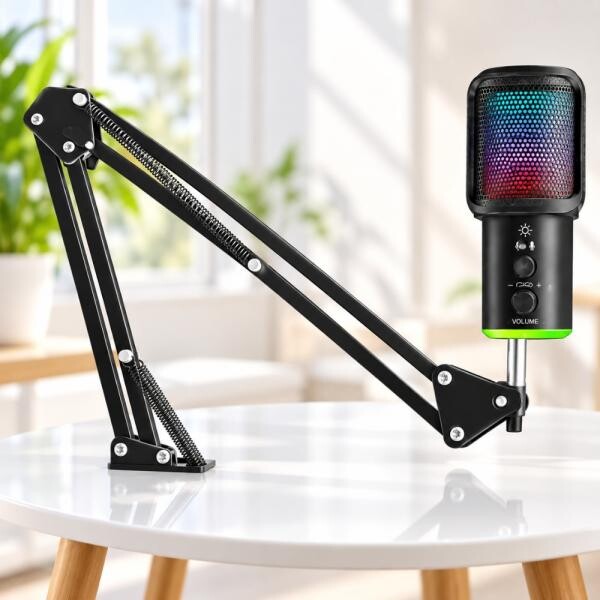 USB RGB Gaming Mic with Boom Arm - 1