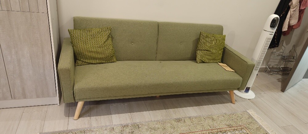 Green 3 Seater Sofa Bed - 1