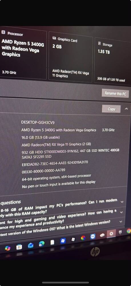 Ryzen 5 480ssd&1.3hdd gpu 8 gb - 4