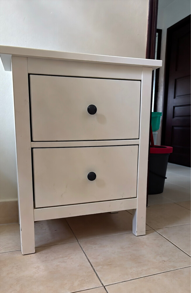 Chest of 2 drawers, white stain - 1
