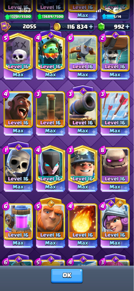 CR Lvl 16, 30 evos, 10 heros  - 7