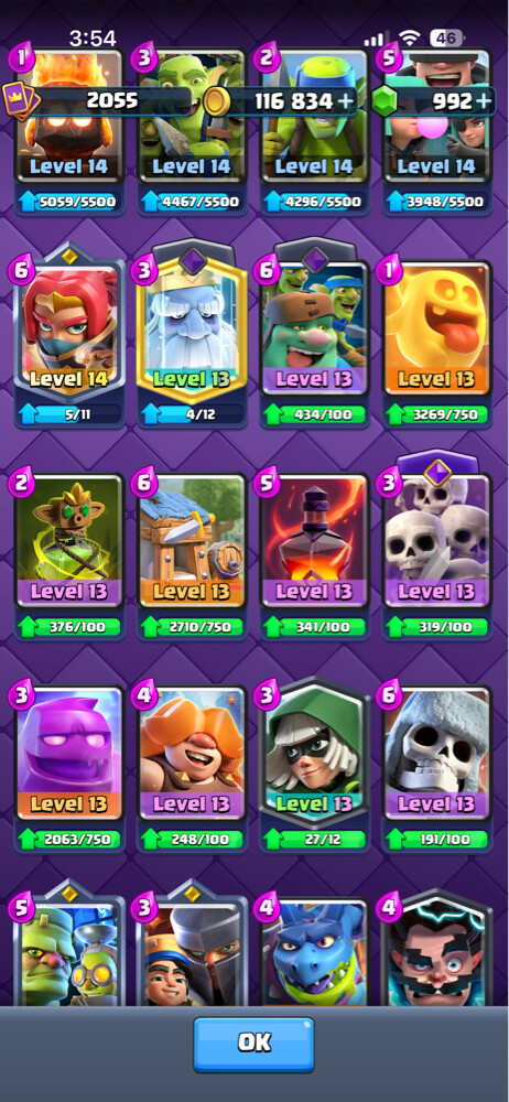 CR Lvl 16, 30 evos, 10 heros  - 15