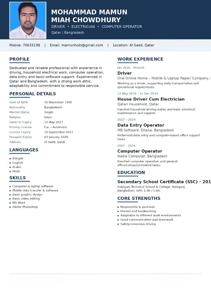 Looking Driving or Technican Job - 2