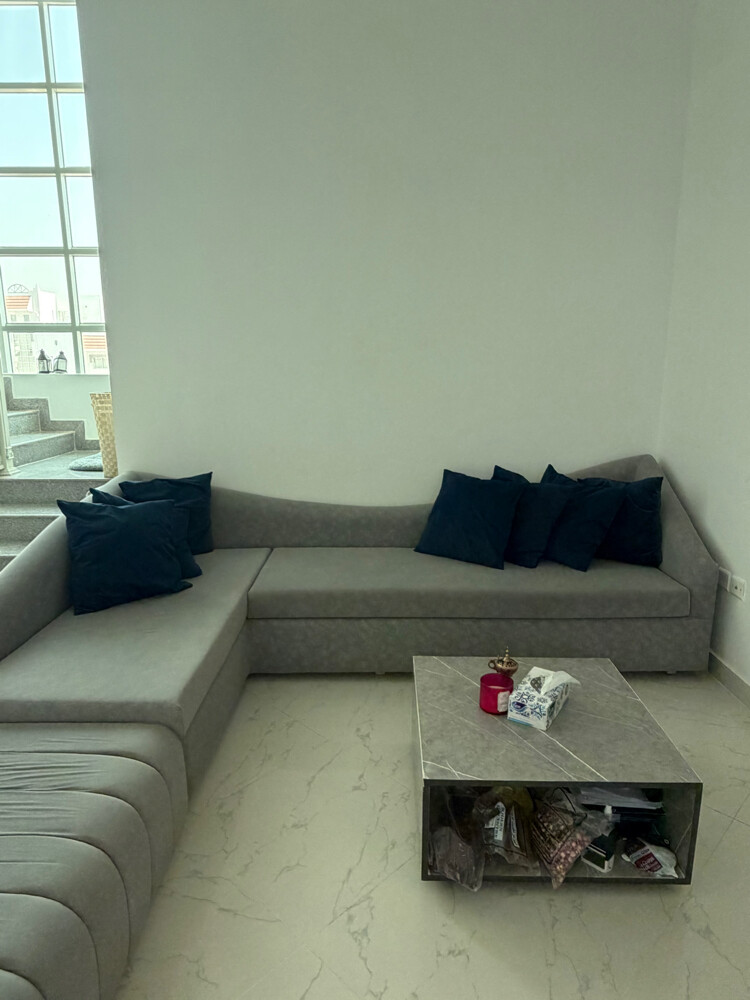 Modern Grey Sofa Set & Coffee Table - 2