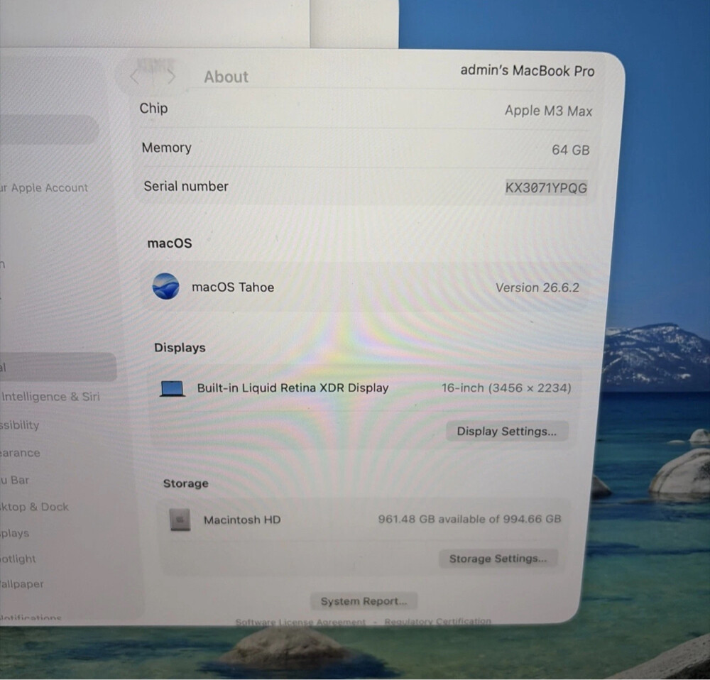 MacBook M3 Max 64R 40GPu 1TB 100% - 2