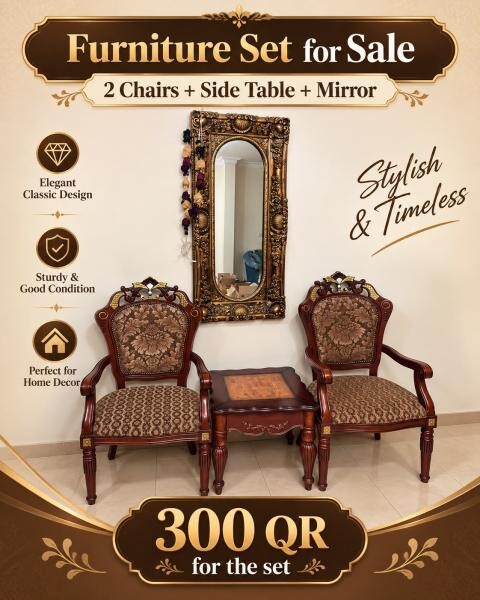 arm chairs+table+mirror - 1