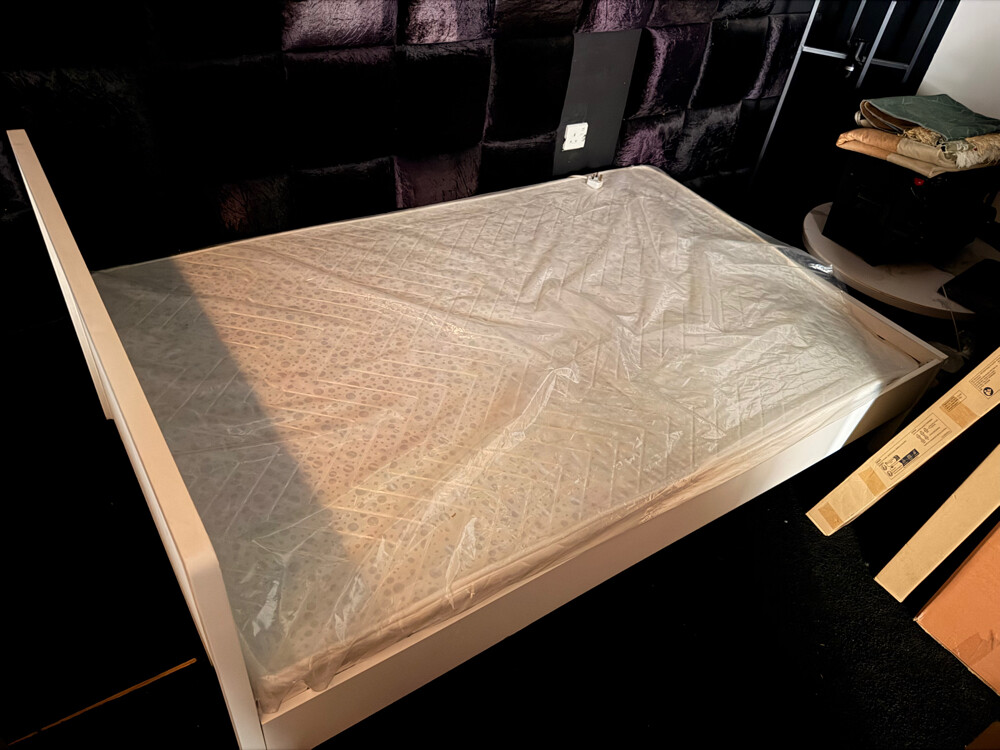 Modern White Double Bed with Mattre - 2