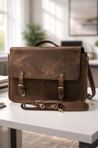 Premium Leather Laptop Bag - 2