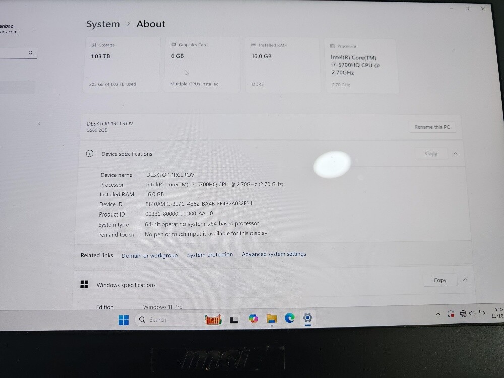 MSI GS60-2QE Gaming Laptop - 7