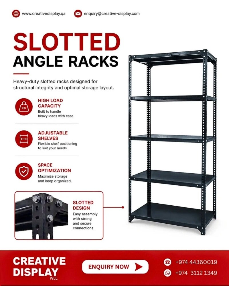 Heavy duty Slotted Angle Rack (Grey - 3