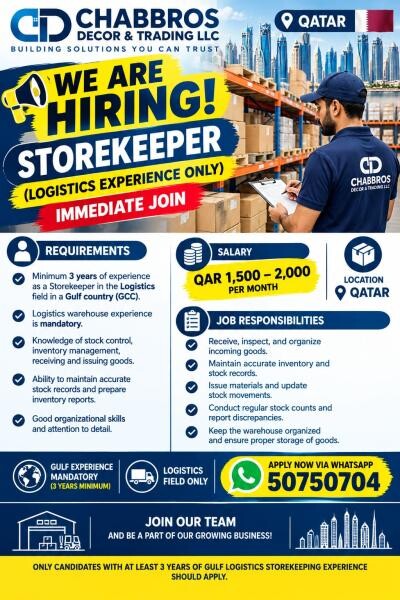 store keeper (03 years logistics ) - 1