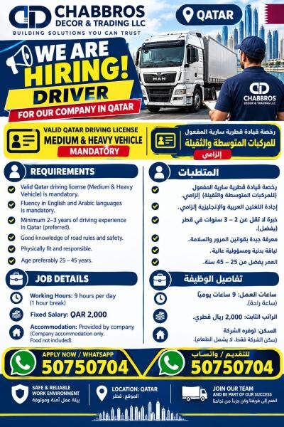 Driver(medium & Heavy)2000 salary - 1