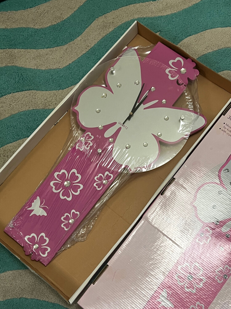 butterfly pink clock - 7