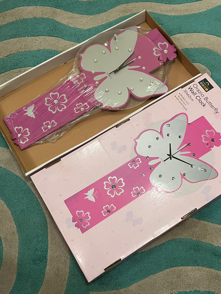 butterfly pink clock - 5
