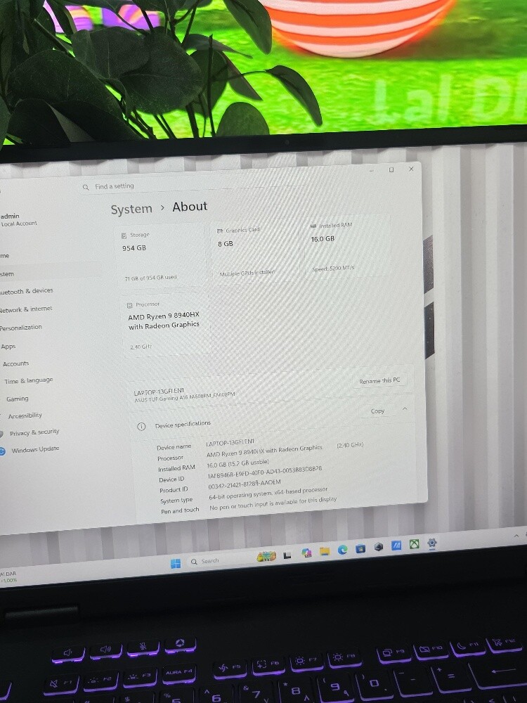 RTX 5060 Asus Tuf A16 16/1TB - 7
