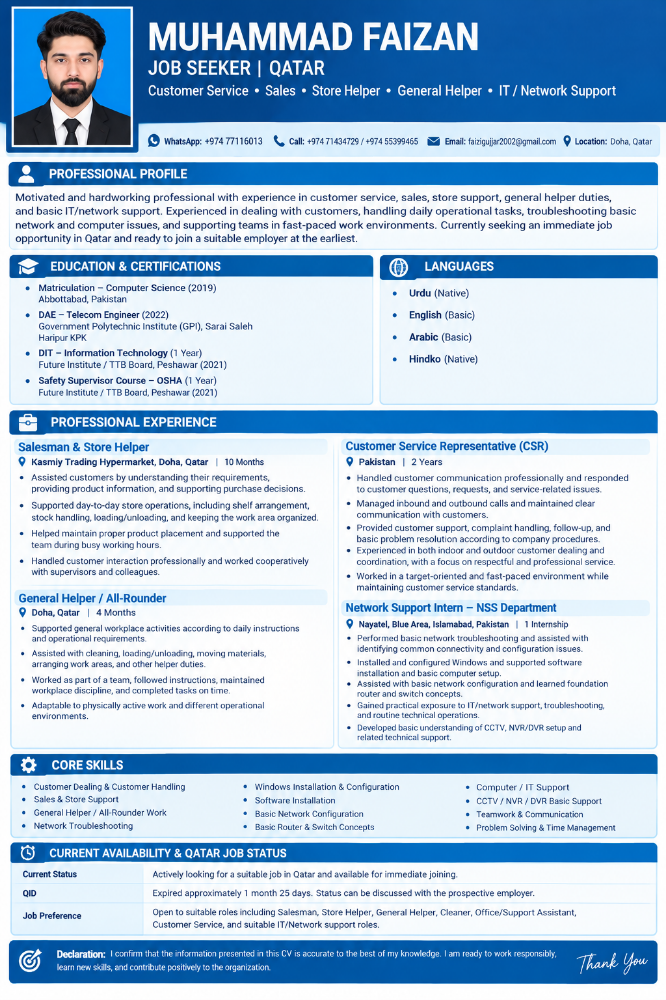 Job Seeker in Qatar - 1