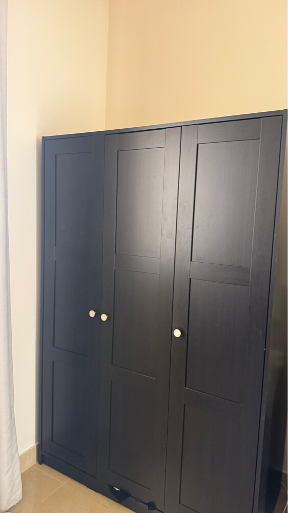 black brown 3 door wardrobe  - 1