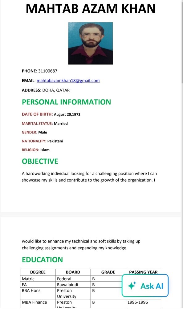 I hold Mastar degree MBA(Finance) - 2