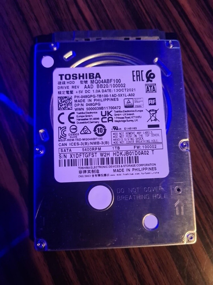 Toshiba 1TB HDD SATA 2.5" – 5400 RP - 1