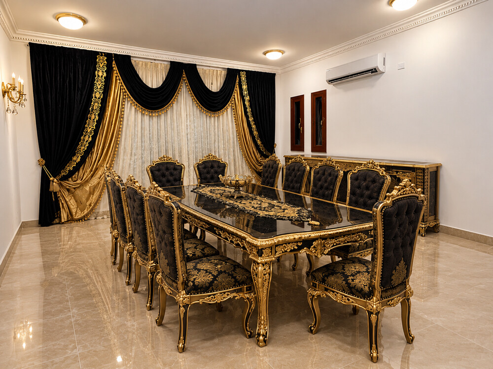 طقم كنب و طاولة طعام فاخر و ملكي - 6