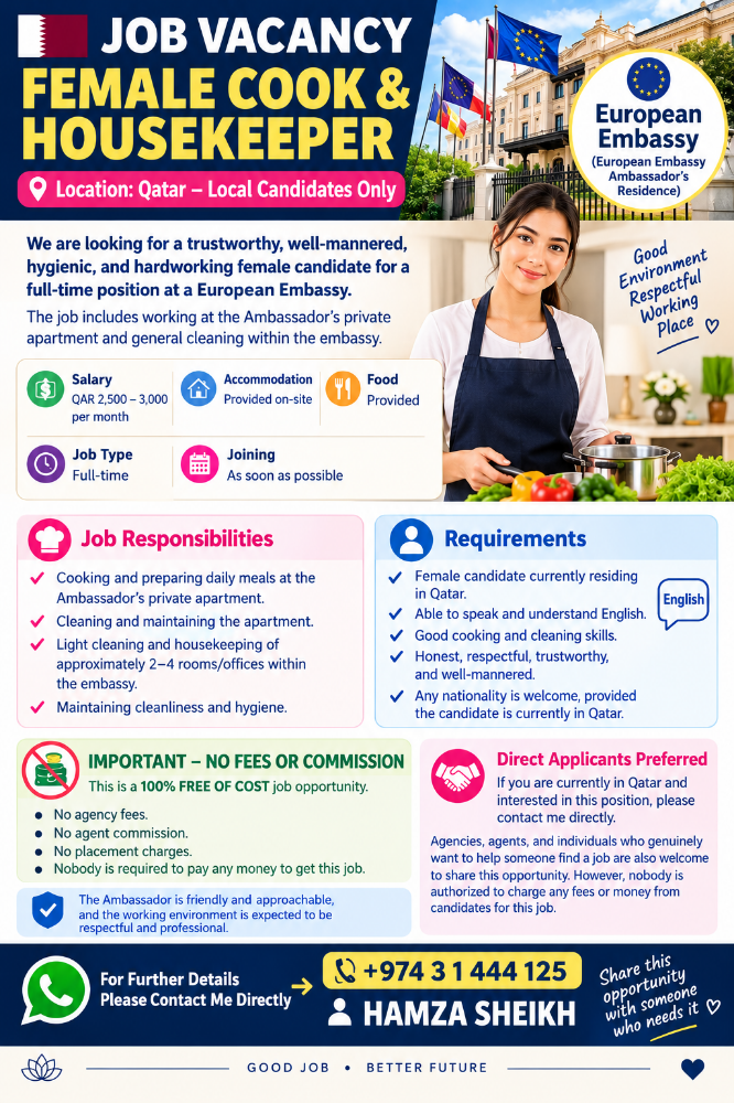 Required Female in European Embassy - 1