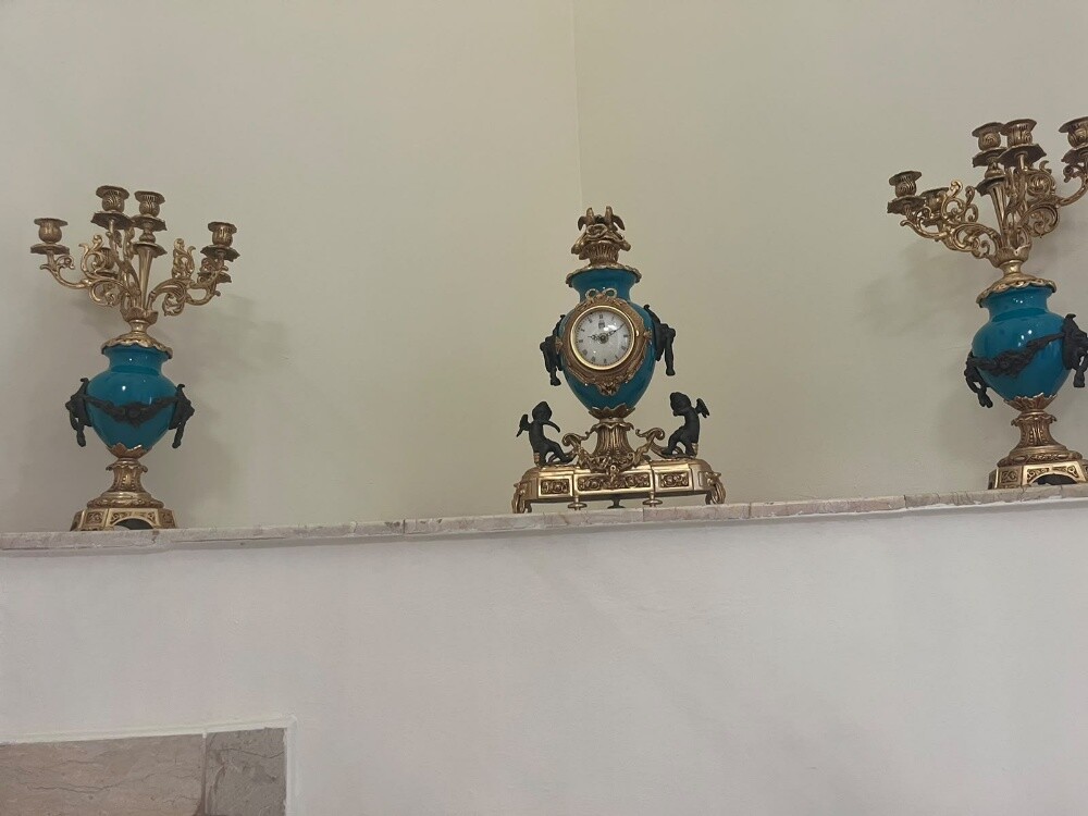 Classic Clock and Two Candelabra - 1