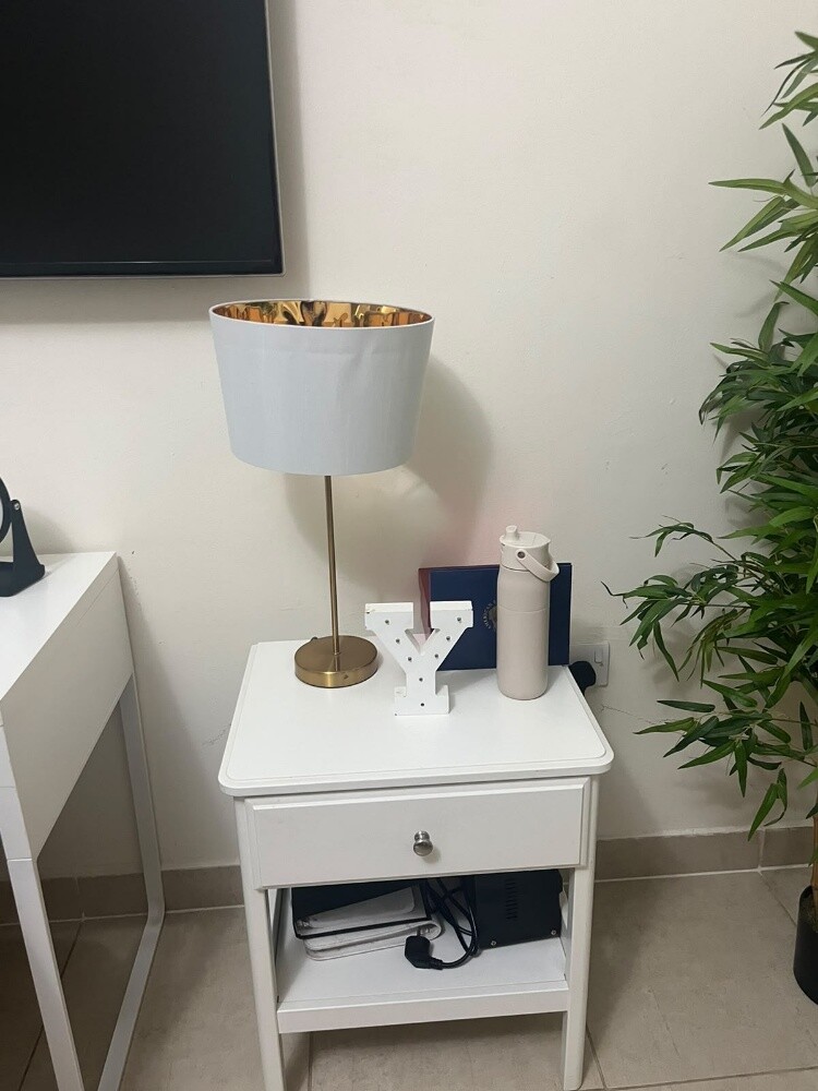 White Side Table & Table Lamp - 1