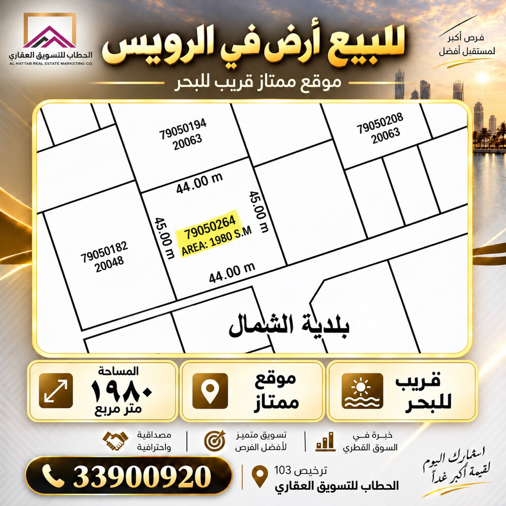 للبيع ارض ١٩٨٠ م في الرويس - 1