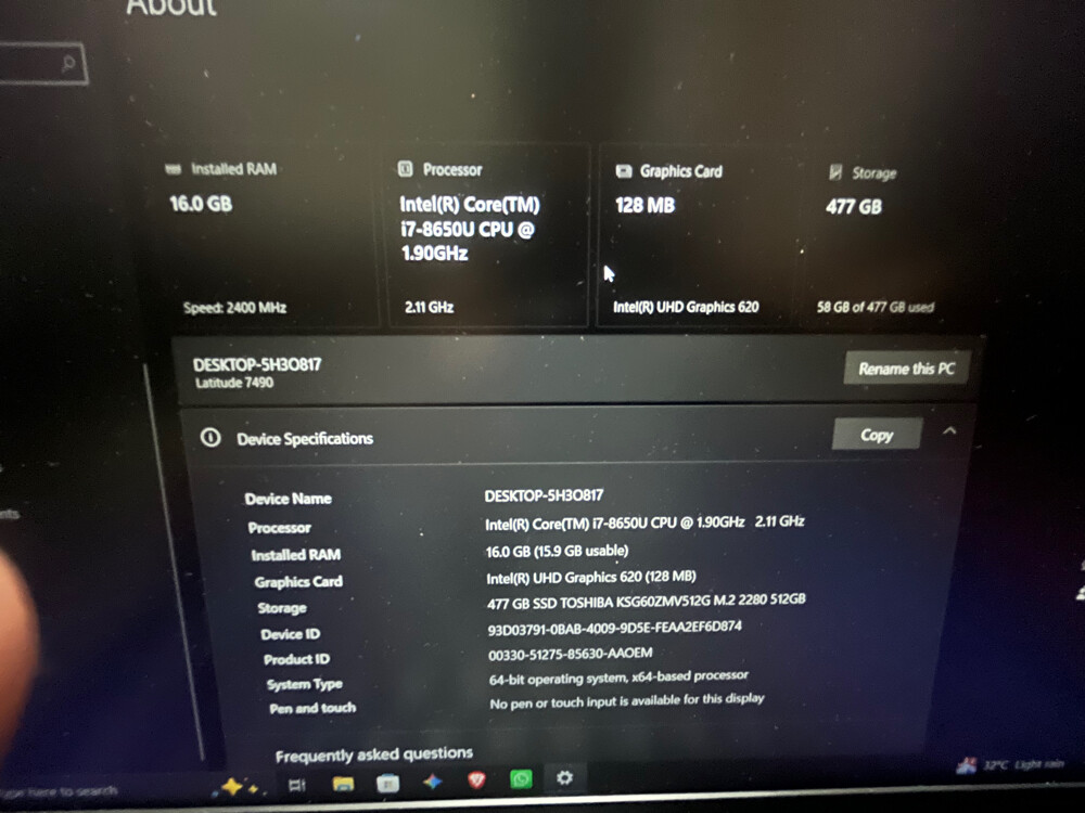 Dell laptop for sale i7 Intel Vpro - 3