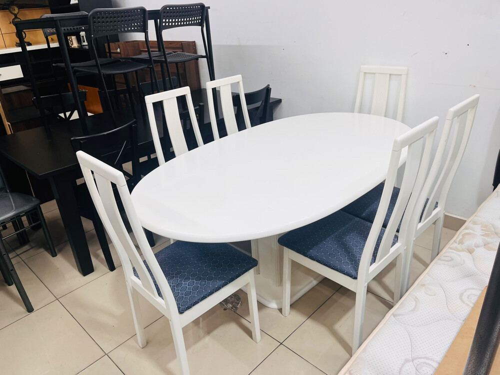 ikea 6 chair dining table selling   - 1