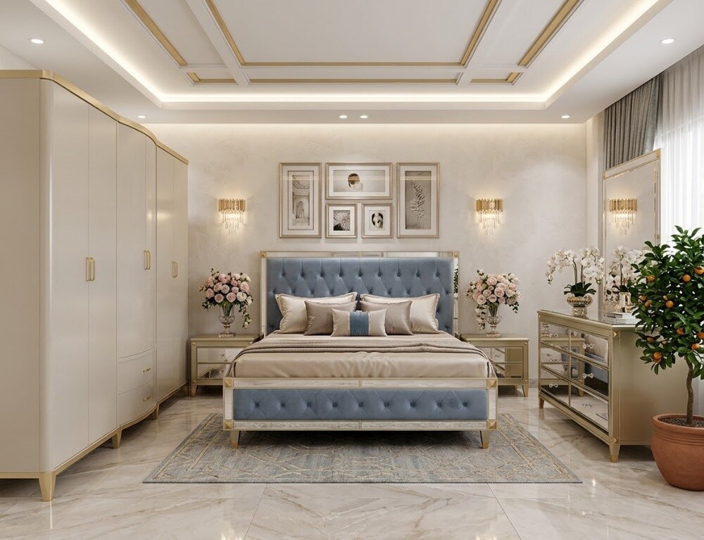 HOME CENTER KING BEDROOM SET. - 1