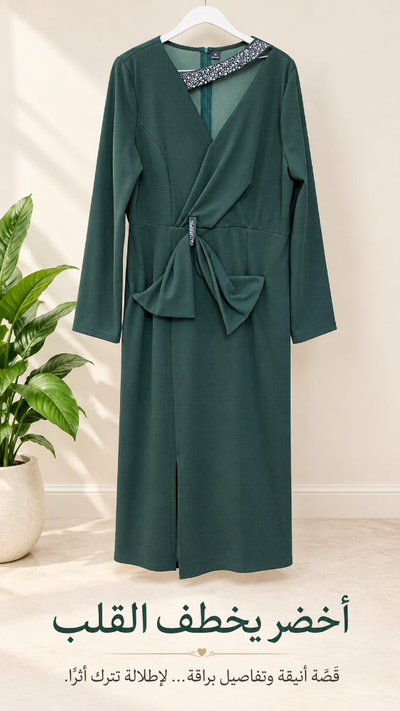 An elegant green dress - 1