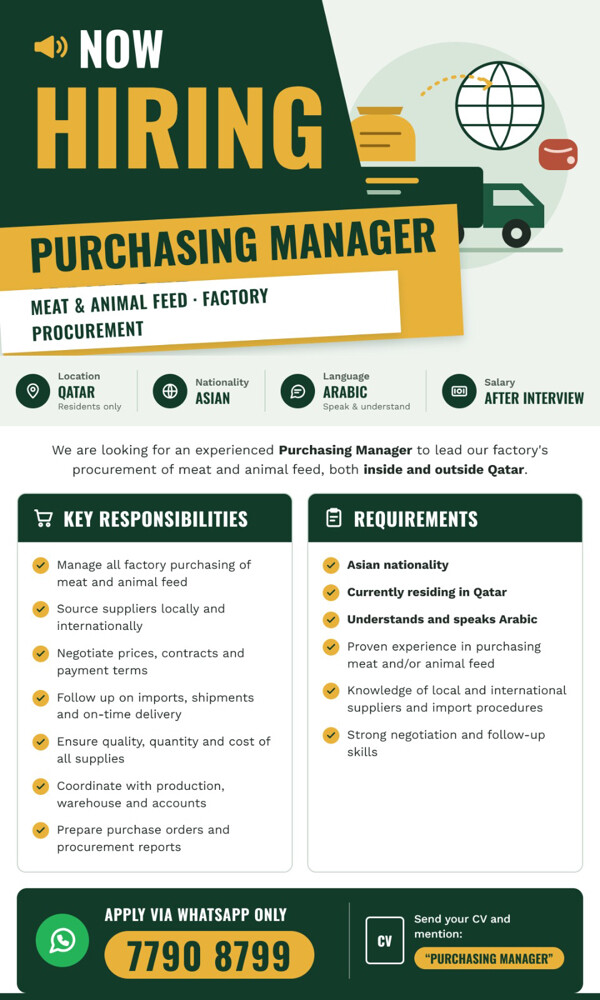PURCHASING MANAGER (Meat and feed) - 1