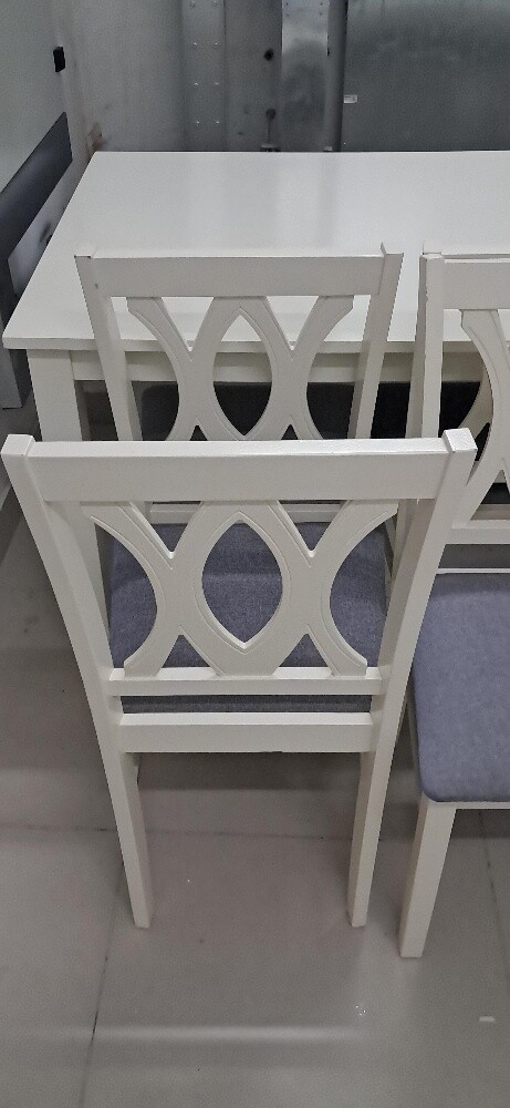 wooden white table with 6 cushione - 2