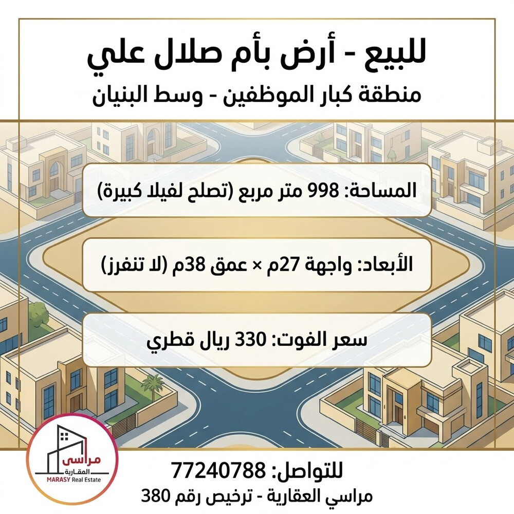 للبيع ارض بام صلال على  - 1