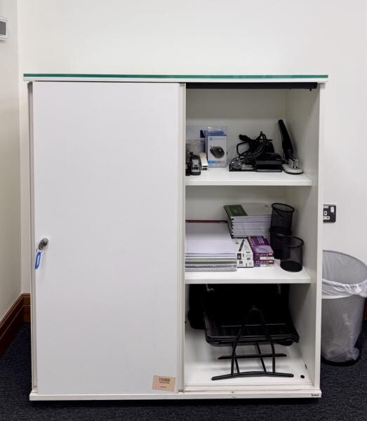 Sliding Door Cabinet w/ Glass Top - 3