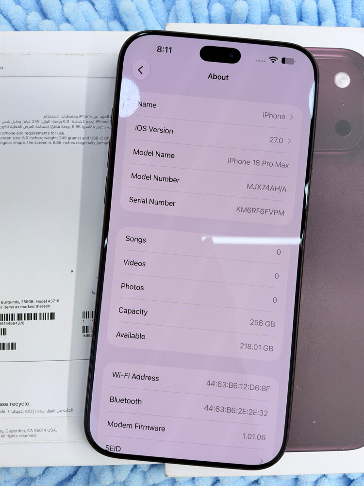 18 pro max 256 gb  - 2